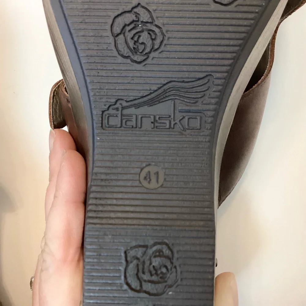 Dansko Leather Fern Wedge Comfort Sandals - Brown - 41 (10.5 - 11)